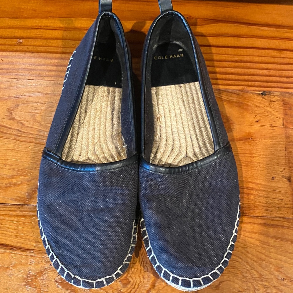 Cole Haan Espadrille Loafer Flats Women's Size 7  Black Fabric Slip On Comfort